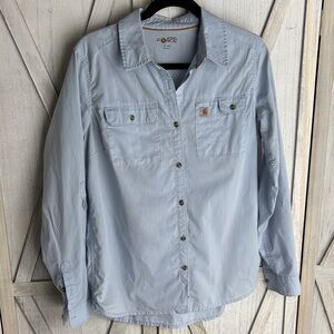 Carhartt Force Ridgefield LS Button Down Shirt Blue M